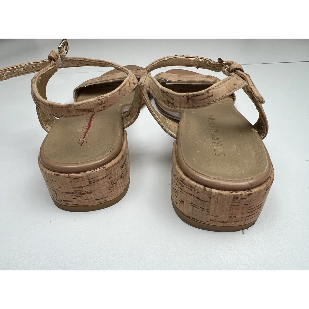 STUART WEITZMAN Synopsis Sandals in Cork and Gold Size 6.5 Narrow